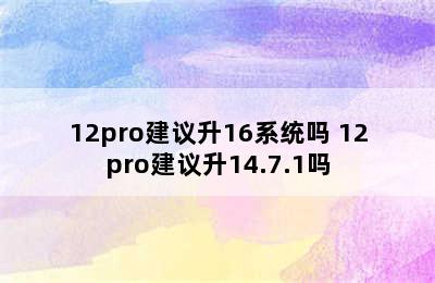 12pro建议升16系统吗 12pro建议升14.7.1吗